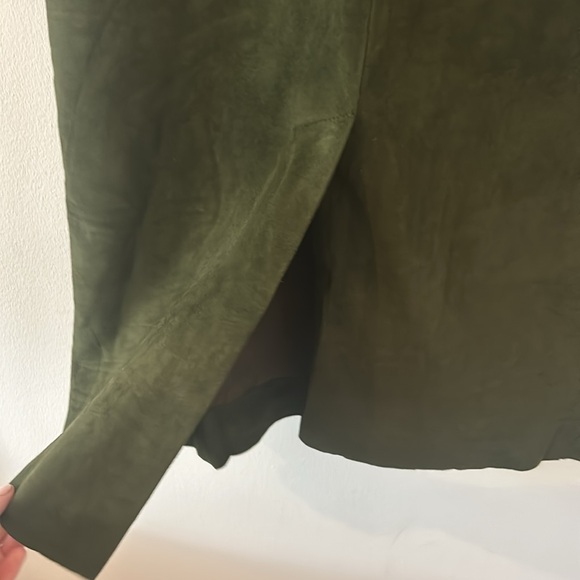 Ralph Lauren Blue Label Hunter Green Long Suede Leather Maxi Skirt Size 8 - Picture 4 of 5
